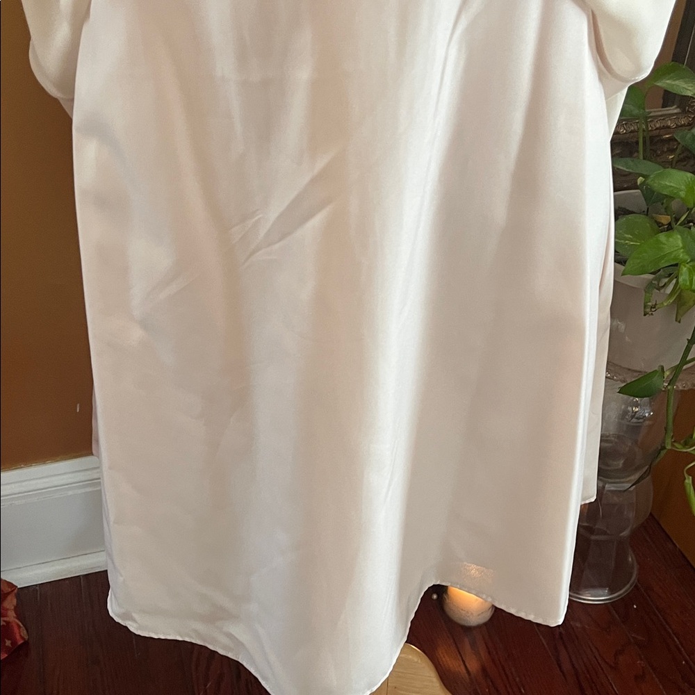 Bill Levkoff Nude/Cream Fit Flare Chiffon Dress w/Pleats & Floral Detail Size 16 - Picture 12 of 16